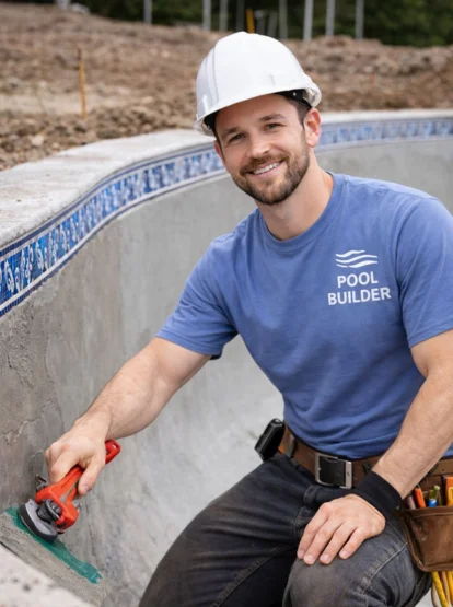 Pool builder at work