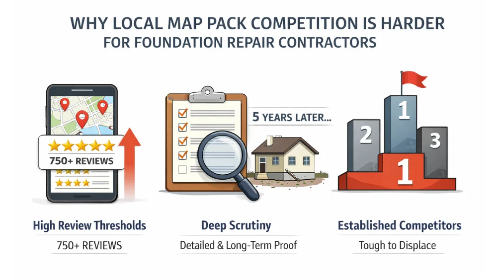 Why Local Map Pack Competition Is Harder for Foundation Repair Contractors